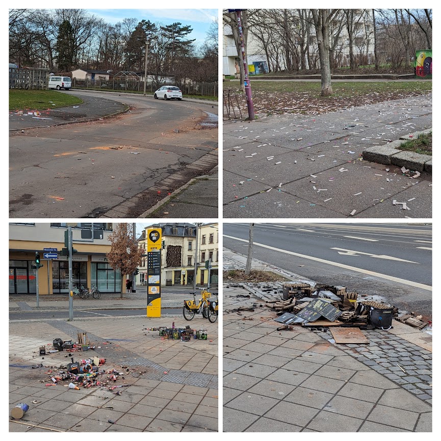 Müll nach der Silversternacht 2023/2024