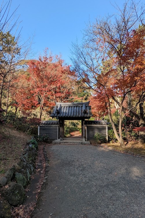 Sankei-en in Yokohama mit Herbstlaub im Dezember